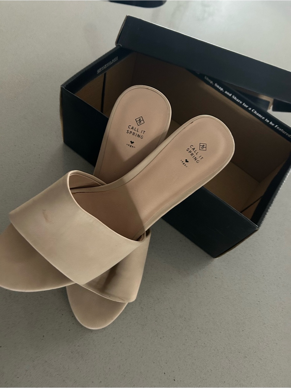 Call It Spring Neutral Beige Slide Mules